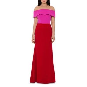 BETSY & ADAM Womens Pink Short Sleeve Full-Length Formal Gown Dress Petites 12P